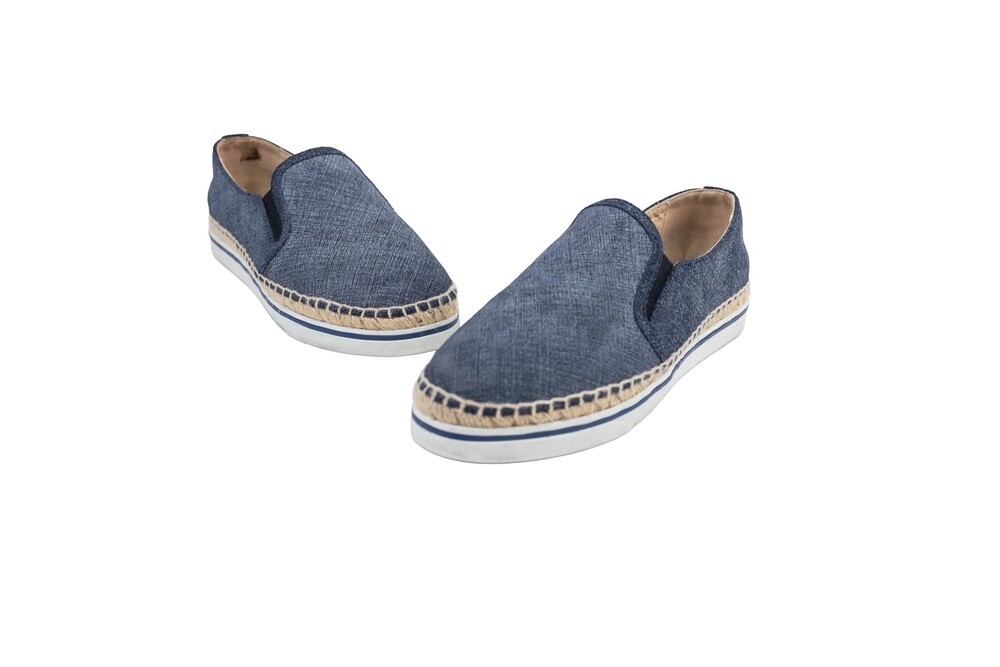 Jimmy Choo Blue Denim Canvas Espadrille Slip-On Sneaker Size 38